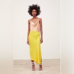 ZARA Yellow-Pink 2 Toned Midi Dress